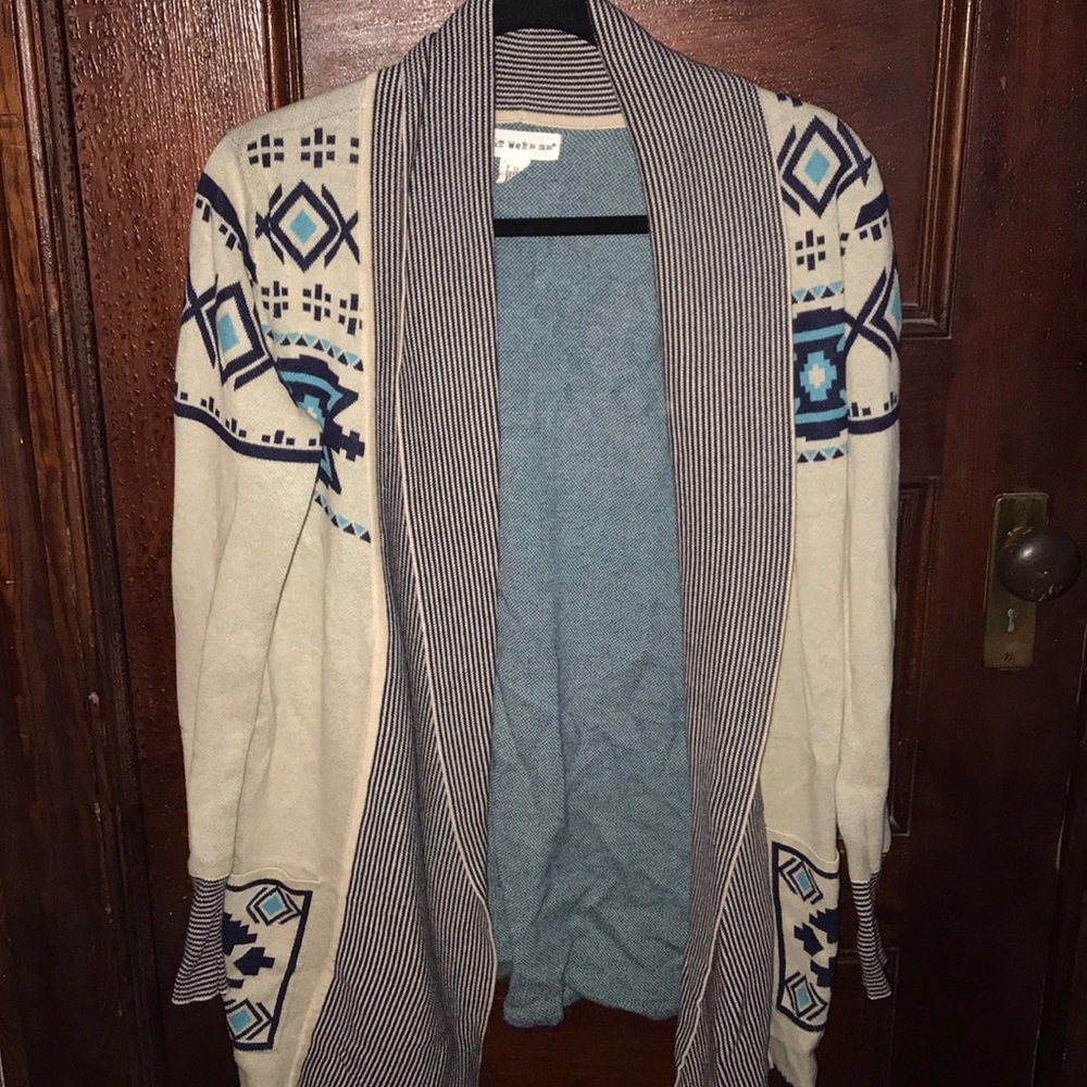 Blue tribal print sweater